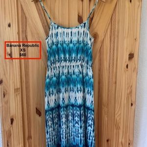 Banana Republic XS Blue/White Spaghetti Strap Dress